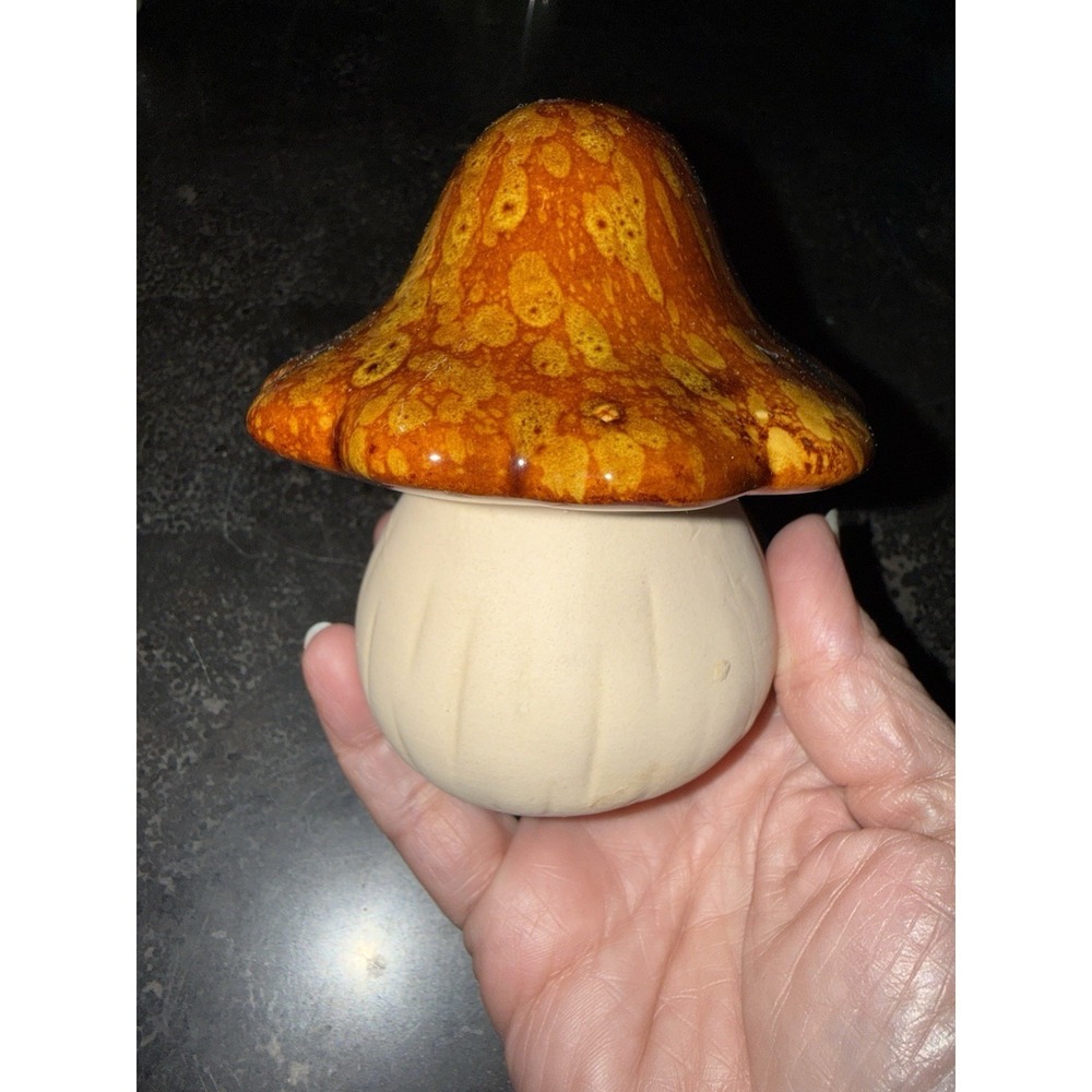 Fairy Garden‎ Ceramic 4" Garden Mushroom Glazed Figurine Decor Orange/Yellow